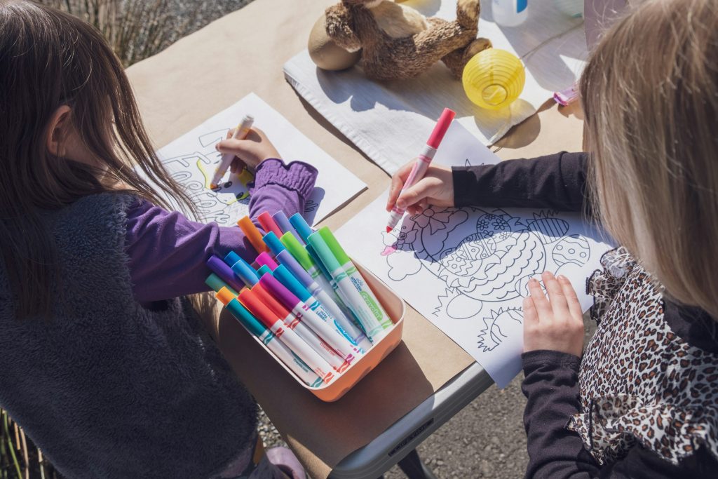Kids doing art projects