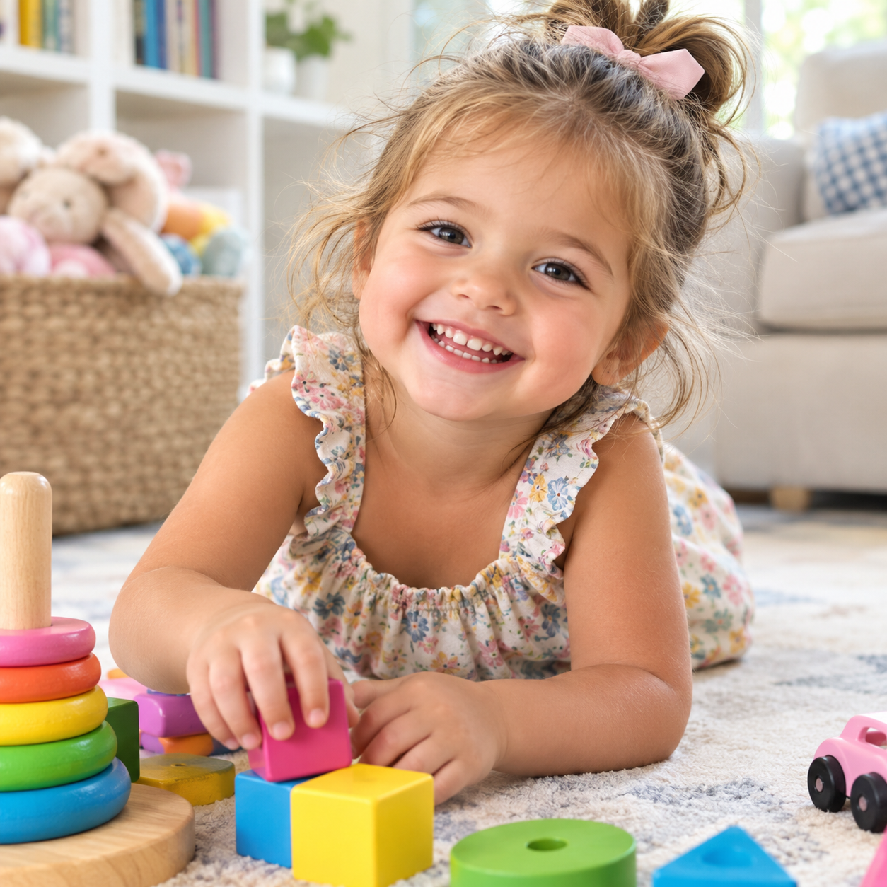 littlegirlplayingblocks Little girl playing with blocks